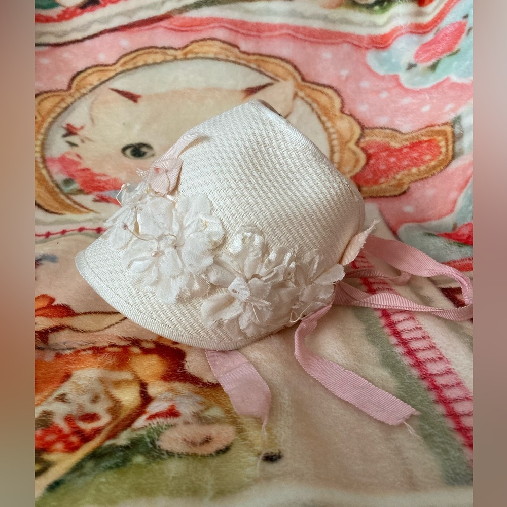 Antique Baby Bonnet Straw Hat Vintage